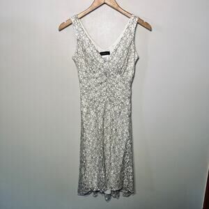 B. Darlin Dress VTG Y2K BabyDoll White Black Floral Lace Sleeveless Nylon 1/2